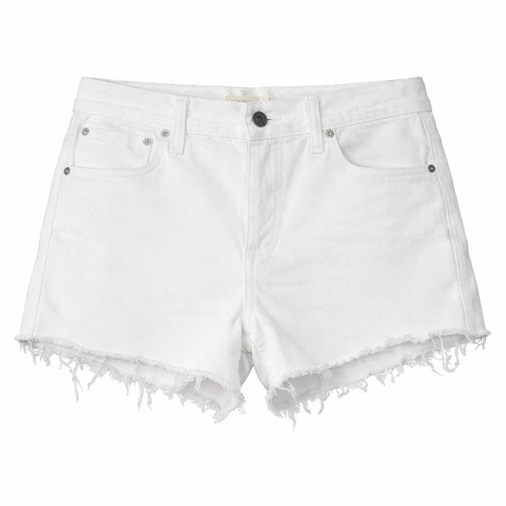 Madewell White Denim Shorts Women’s Size 27 High Rise Button Fly Frayed Hem